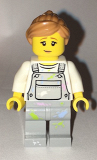 LEGO cty0661 Fence Painter - Pink Lips, Light Bluish Gray Overalls with Paint Splatters
